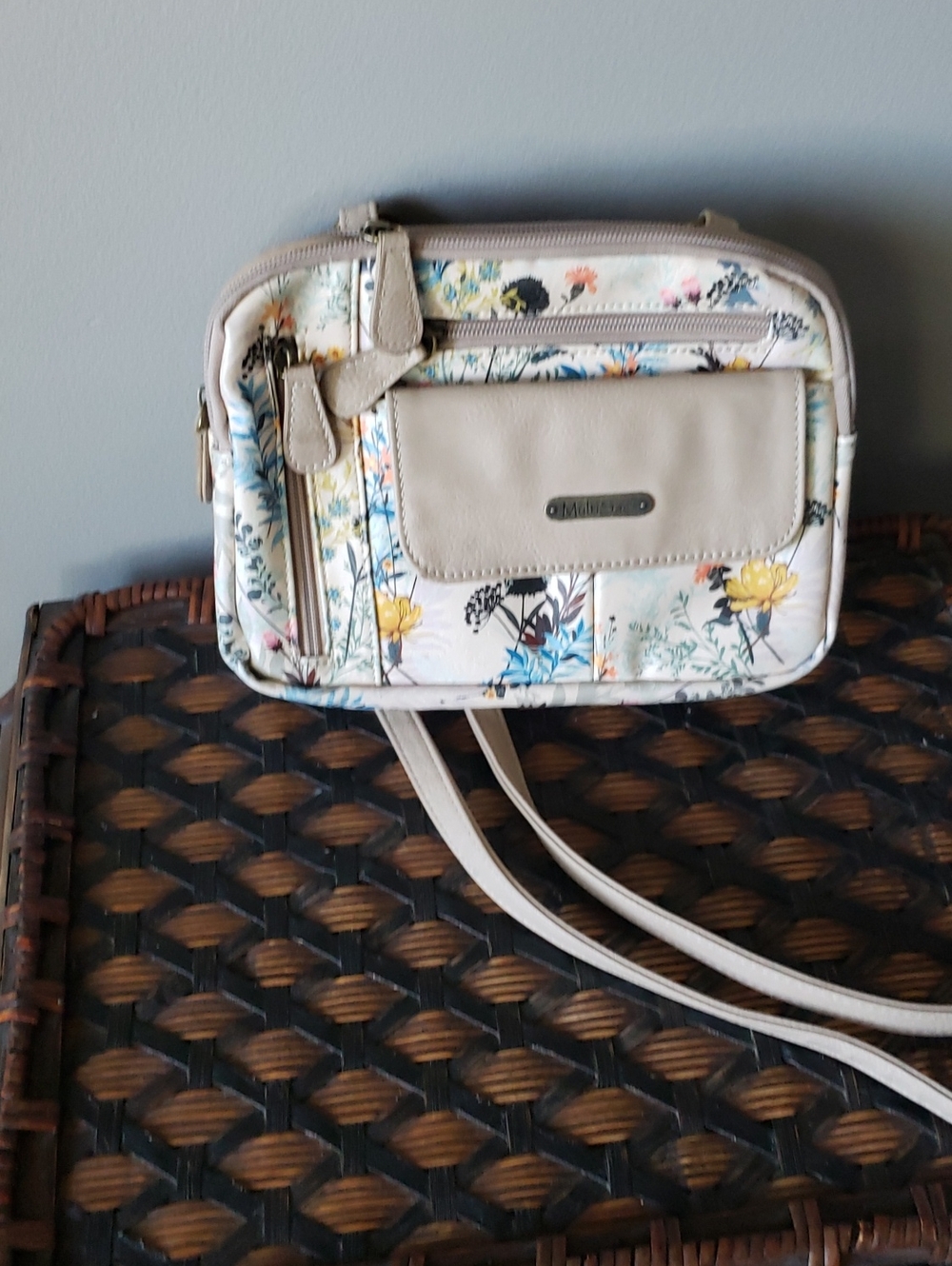 Oilily Floral Crossbody Bag in Cream, Yellow and Blue